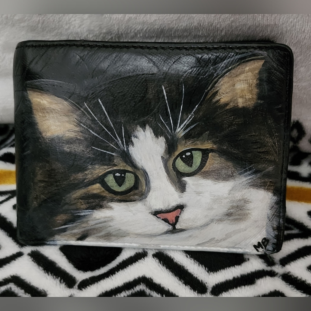 SOLD-Hand-Painted Cat Wallet